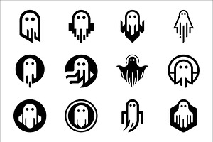 Spooky Ghost Set for Halloween, a Branding & Logo Template by Vectorium Studio