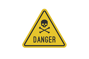 Yellow sign with a skull.