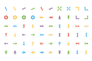 400 Flat Arrows Vector Icons