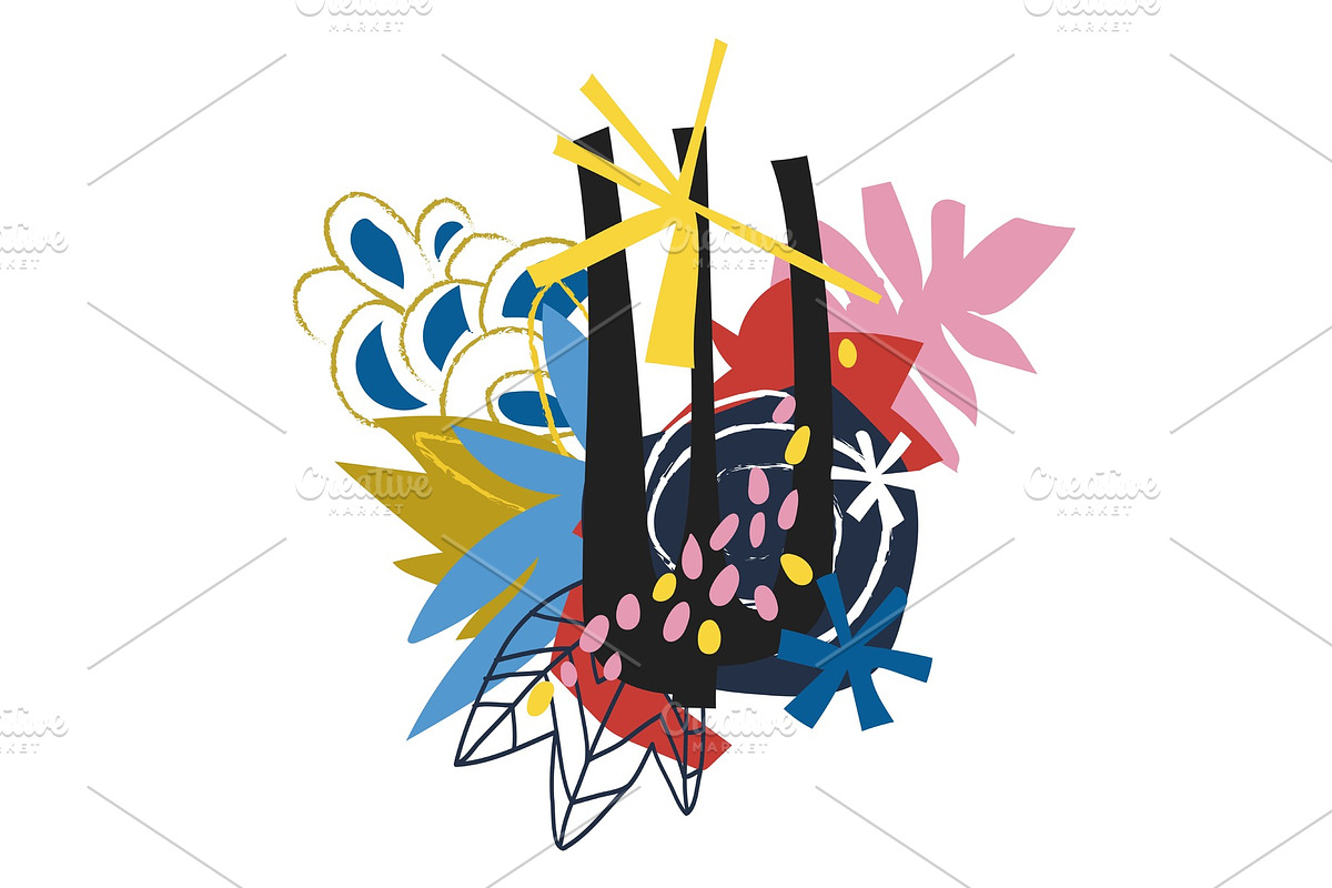 Abstract floral elements paper collage, an Animal Illustration by RAINBOWIRMA