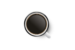 Enamel Coffee Mug. Vector Set.