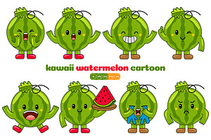 Watermelon Mascot Vector Pack, a Food Illustration by MEDZ
