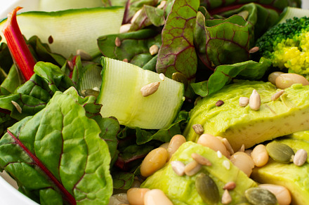 Salad with beans, avocado, a Food & Drink Photo by Pandateam