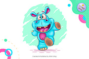 Cheerful cartoon hippo. Tshirt, PNG., an Animal Illustration by KENO Mascots (Thumbnail 2 of 4)