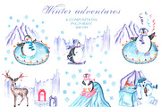 Winter adventures watercolor set., a Seasonal Illustration by SabinaWatercolorArt (Thumbnail 3 of 17)