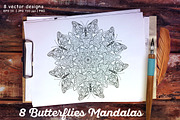 8 Butterflies Mandala, a Decorative Illustration by Elen-Lane (Thumbnail 1 of 5)