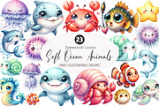 Cute Soft Ocean Animals PNG, an Illustration by SinaCreation (Thumbnail 1 of 5)