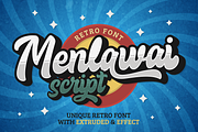 Menlawai - Retro Font with Extrude, a Script Font by ahweproject (Thumbnail 1 of 8)