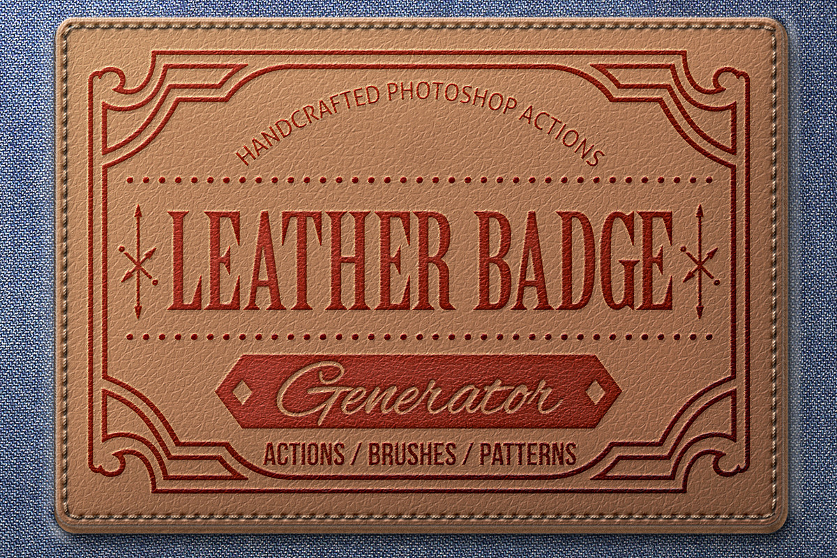 Leather Badge Photoshop Actions, an Action Add-On by Blacknull (Photo 1 of 12)