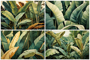 24 Banana Leaf Illustrations