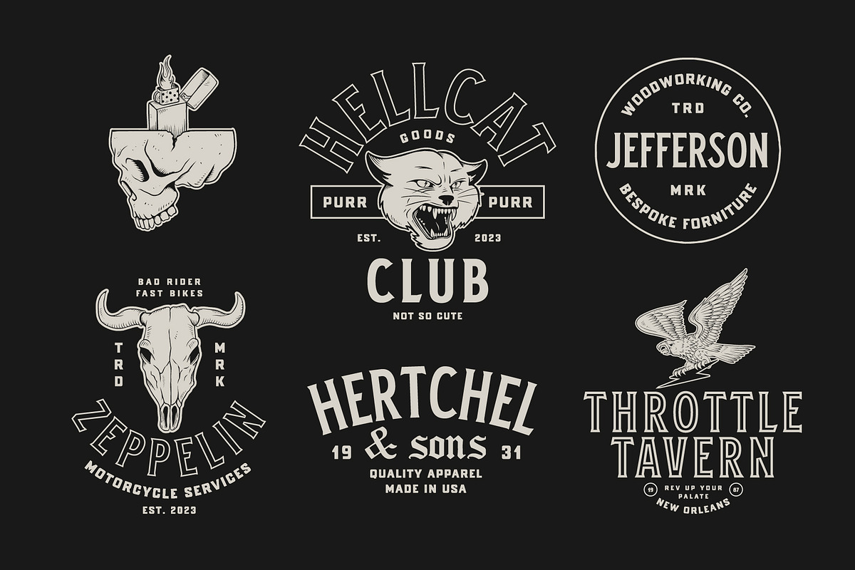Oldschool Apparel logos 2, a Branding & Logo Template by Davide Bassu (Photo 4 of 11)