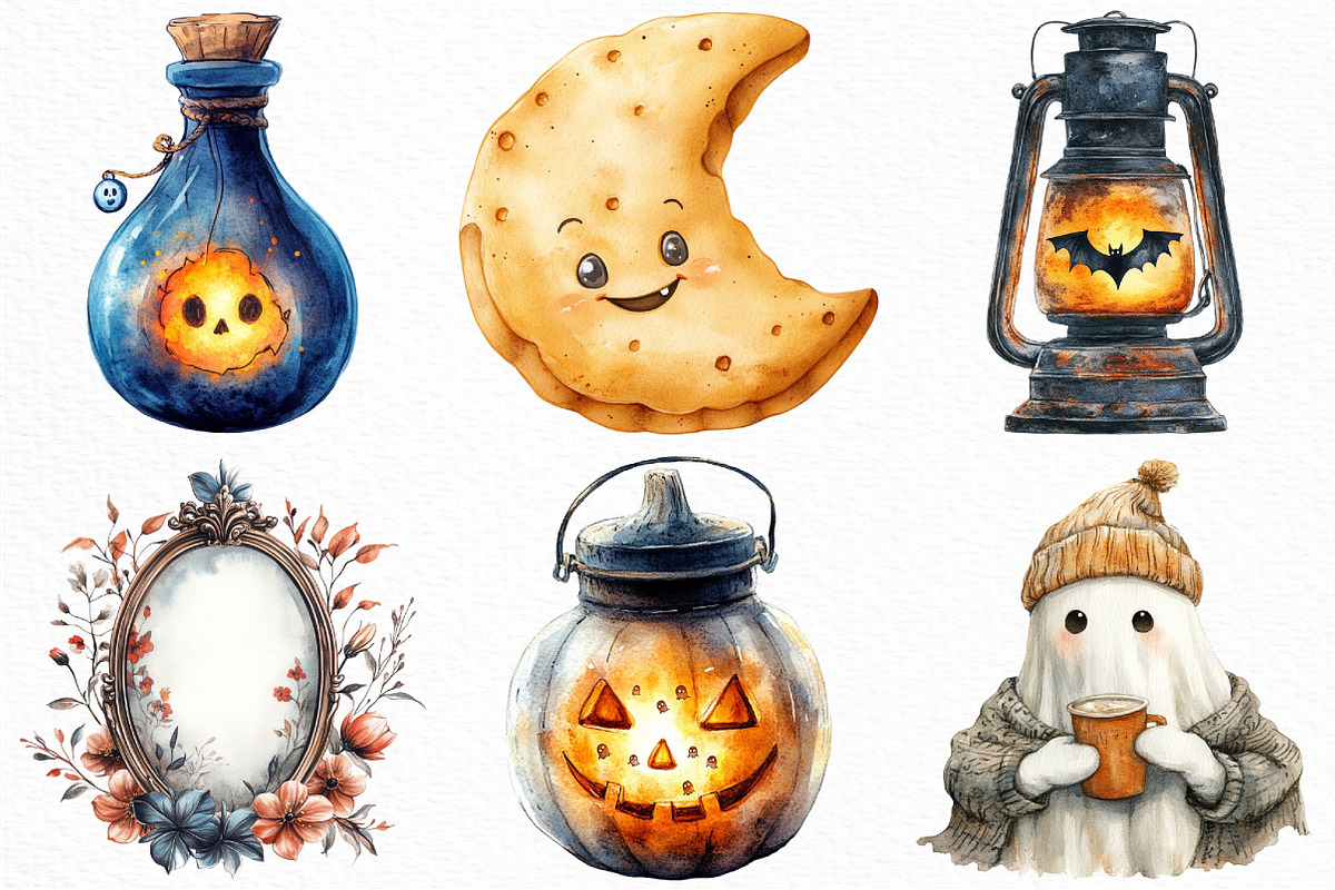 Watercolor Creepy and Cozy Halloween, an Illustration by Craft Nest (Photo 3 of 6)