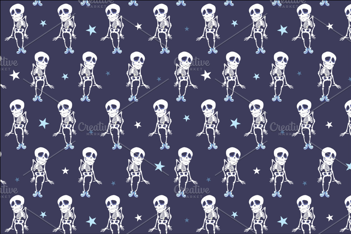 Dancing Skeleton Halloween Pattern, a Pattern Graphic by Oksancia's Surface Design