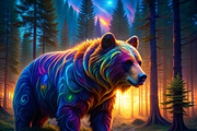 Vibrant Bear Print, an Animal Illustration by ZobaDepot (Thumbnail 1 of 4)