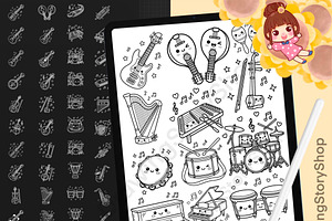 120 Music Instrument Procreate Stamp