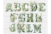 Greenery Alphabet Lettering Clipart, an Education Illustration by GlamArtZhanna (Thumbnail 5 of 7)