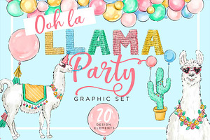 Llama Party Design Elements