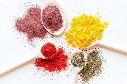colorful spices close up, a Food & Drink Photo by itakdalee
