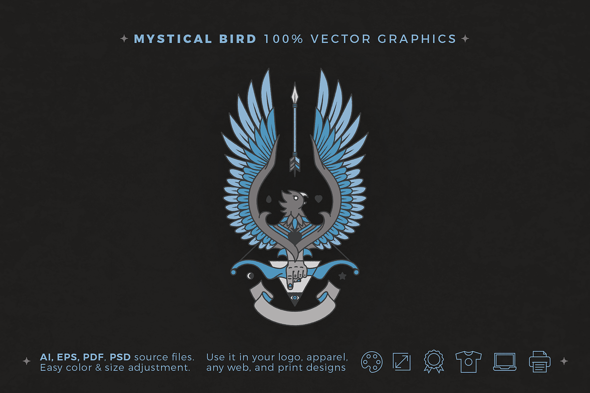 Mystical Bird with Arrow Vector, an Education Illustration by Tovarkovdesign (Photo 1 of 9)