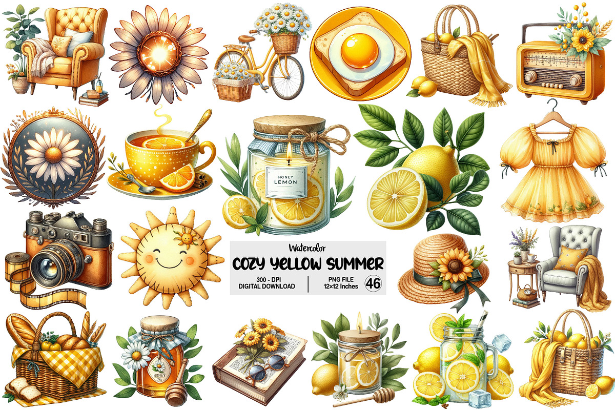 Cozy Yellow Summer Clipart, an Illustration by Pixels.Craft (Photo 1 of 10)