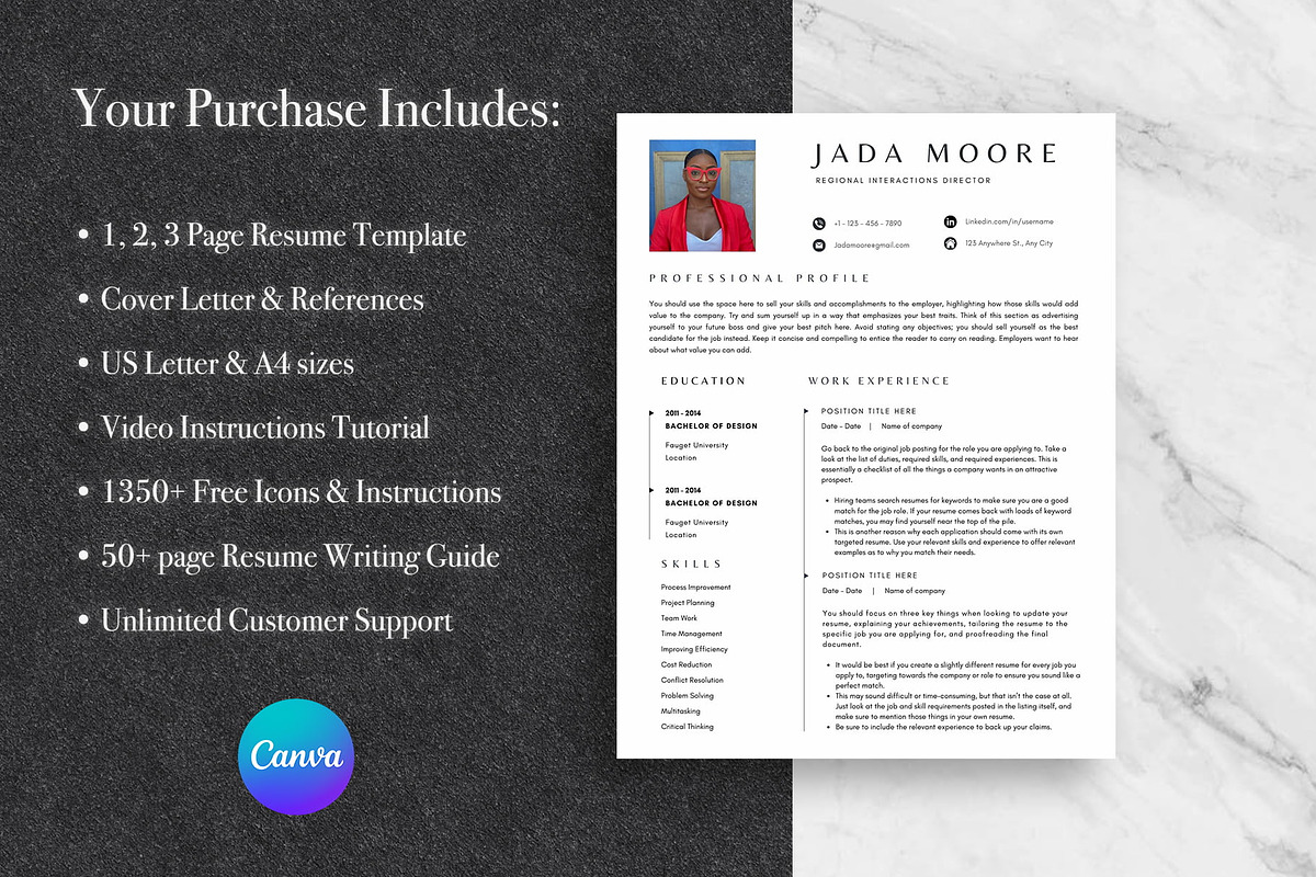 Simple Resume Template Pack | Canva, a Resume Template by Lux Resume (Photo 8 of 9)