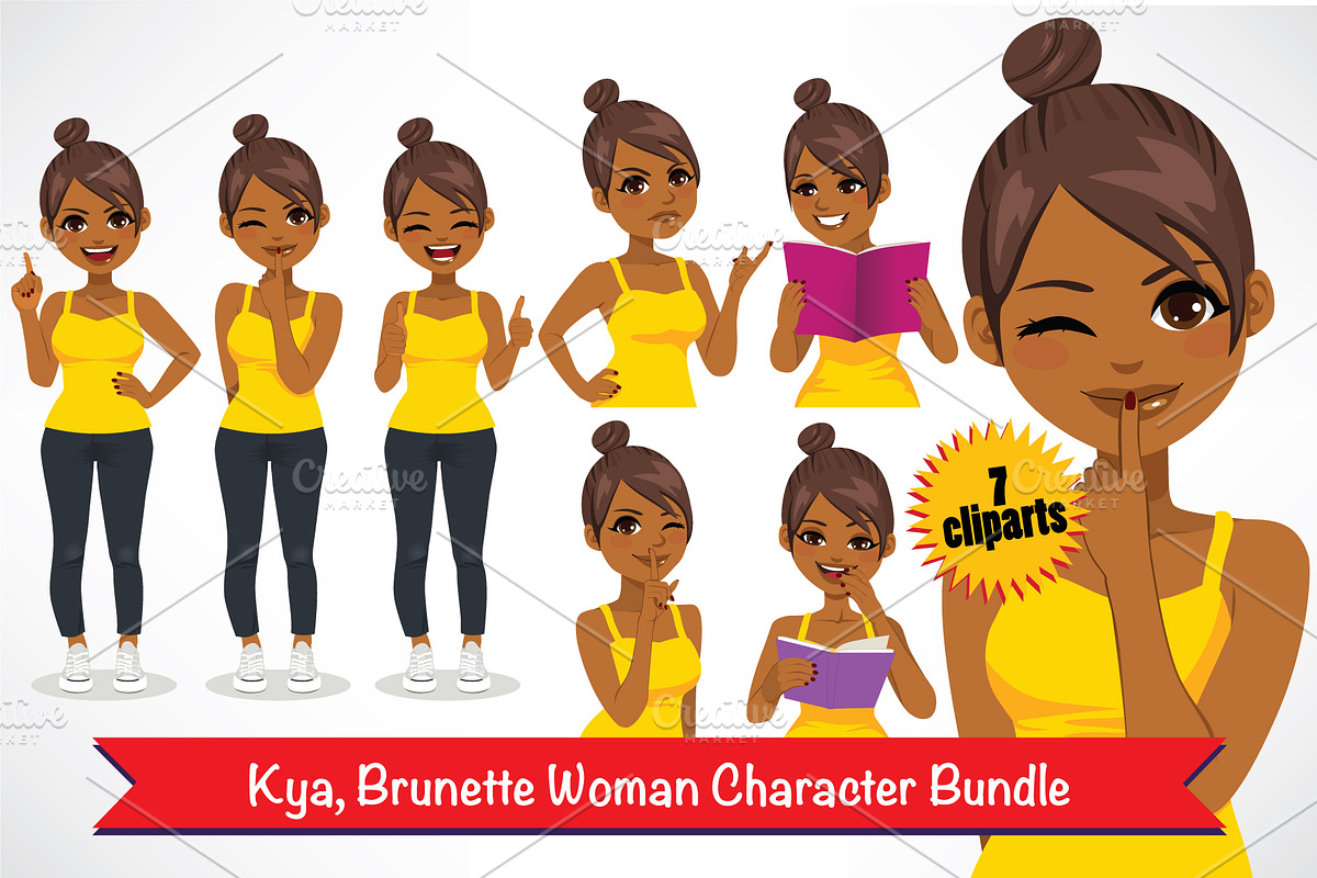 African Woman Cartoon Character Set, a Person Illustration by Kakigori Studio (Photo 1 of 3)