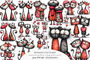Valentine Romantic Cat Couple Clipar, an Illustration by SinaCreation (Thumbnail 1 of 11)