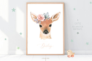 Watercolor Forest Animal Portraits