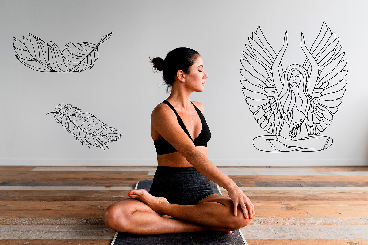 CELESTIAL ANGELS.LINE ART COLLECTION, an Animal Illustration by ArtOLB (Photo 11 of 12)