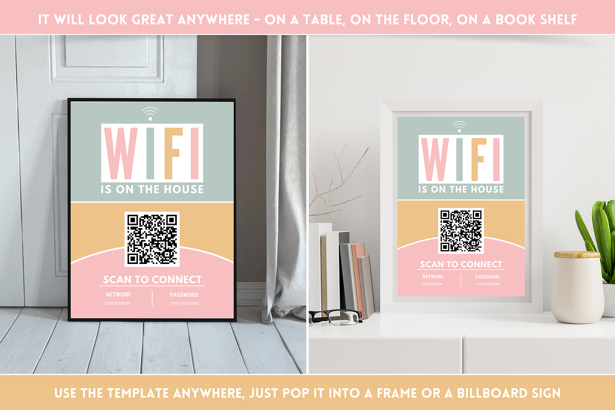 Olive Rose WiFi QR Code Sign, a Stationery Template by SunshineStudioBoutique (Photo 4 of 10)