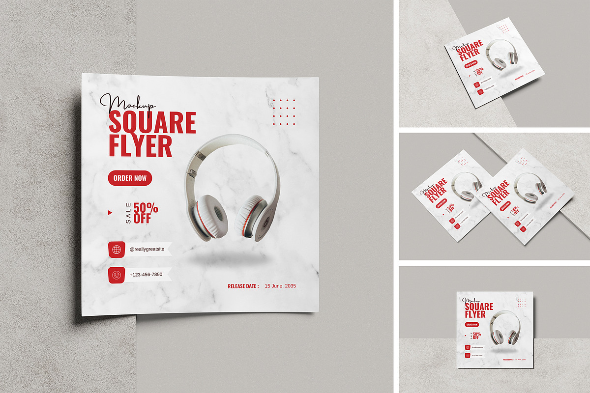 Square Flyer Mockup, an Advertising Mockup by swsi-studio (Photo 1 of 5)