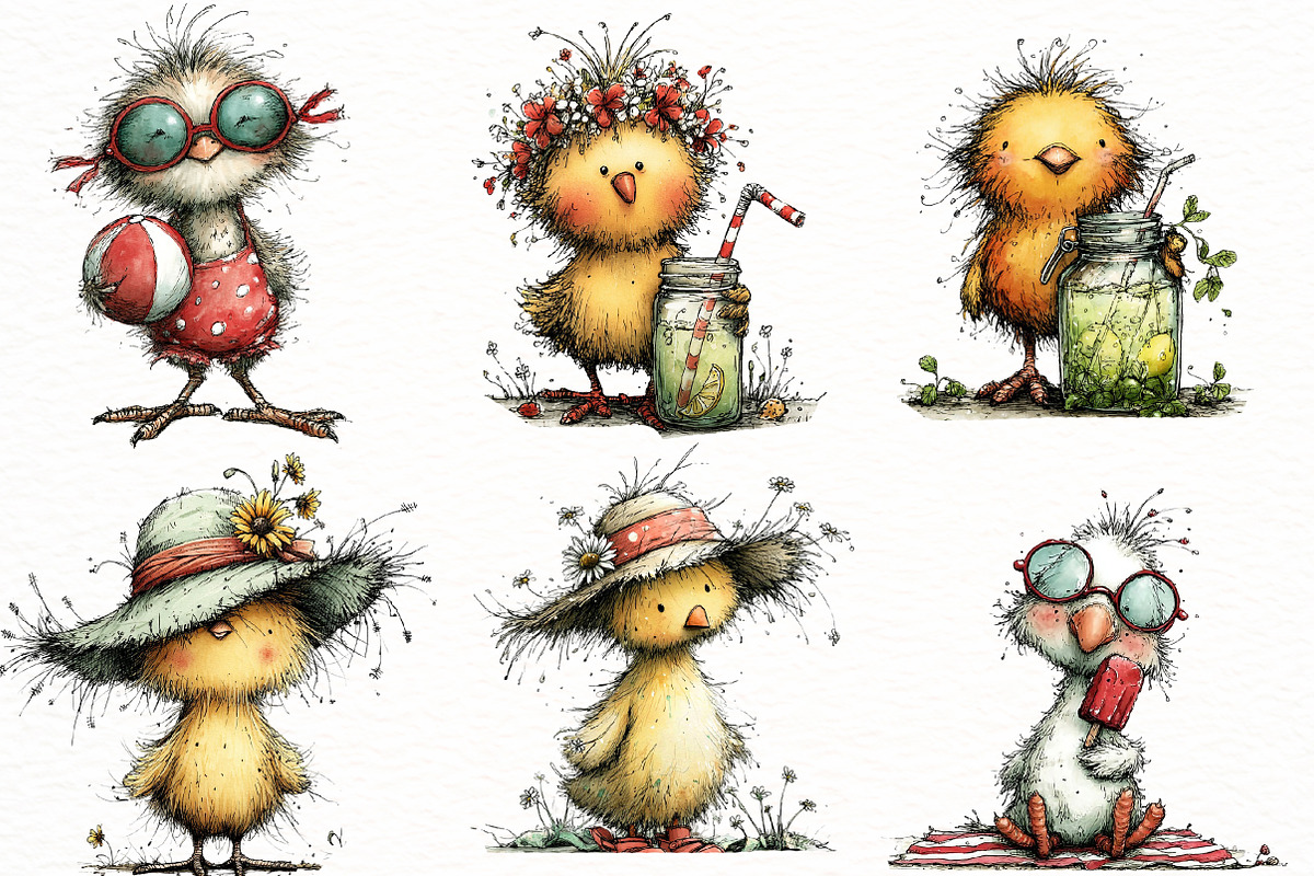 whimsical summer chick Clipart, an Illustration by Designworld (Photo 4 of 4)