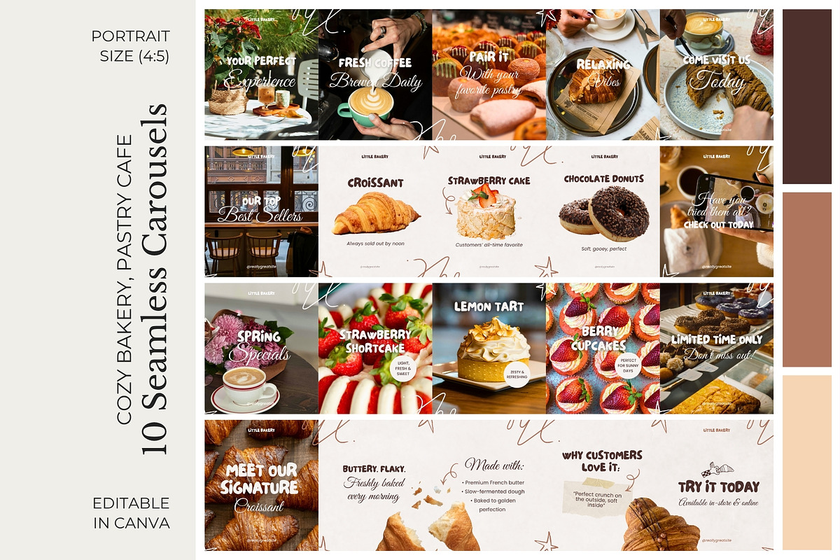 Bakery Seamless Carousels Instagram, a Social Media Template by Anna Design Studio (Photo 1 of 12)