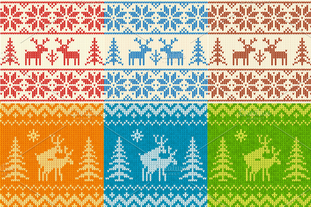 24 knitted deers vector patterns, a Pattern Graphic by Art of Sun (Photo 3 of 5)