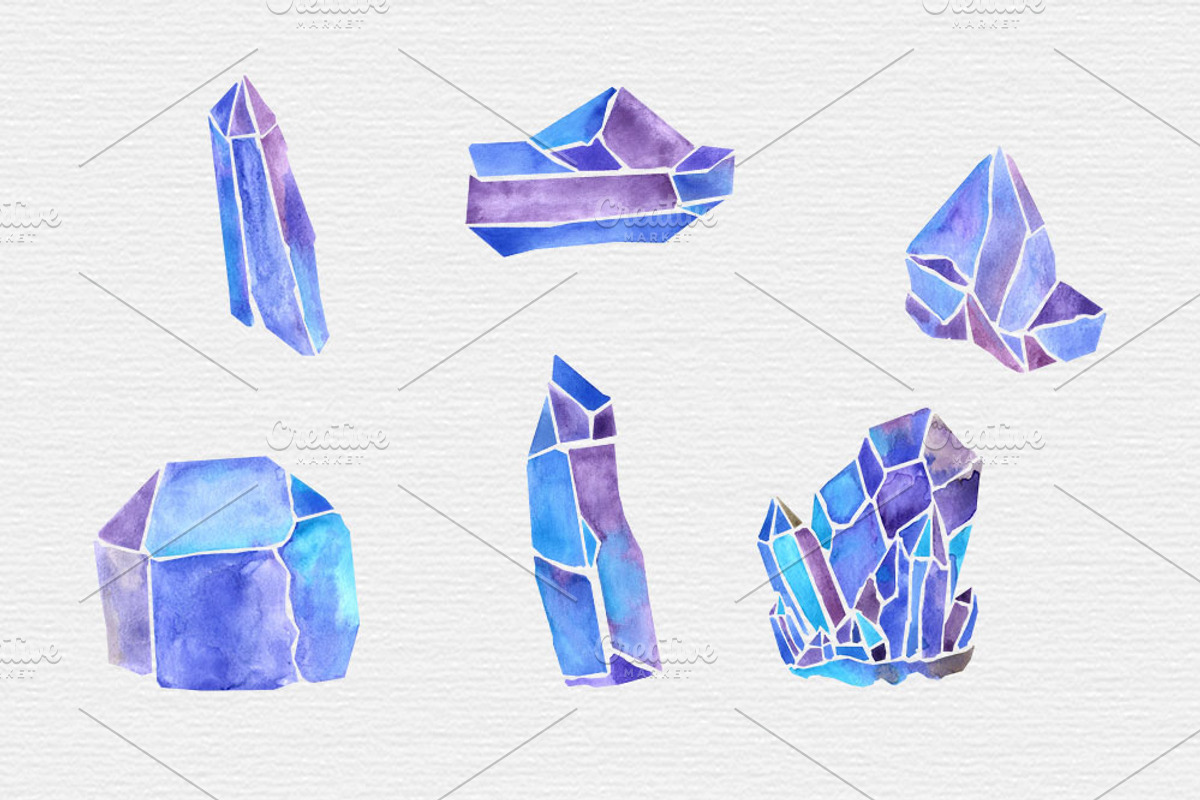 Watercolor Crystal Clipart, an Illustration by TigerlilyDesignCo (Photo 4 of 5)
