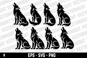 Wolf howling upwards, an Animal Illustration by Vectorhight (Thumbnail 1 of 3)