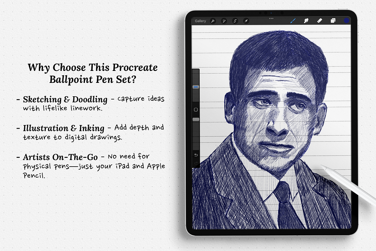 Procreate Ballpoint Pens Set, a Brush Add-On by Brush Moment (Photo 3 of 13)