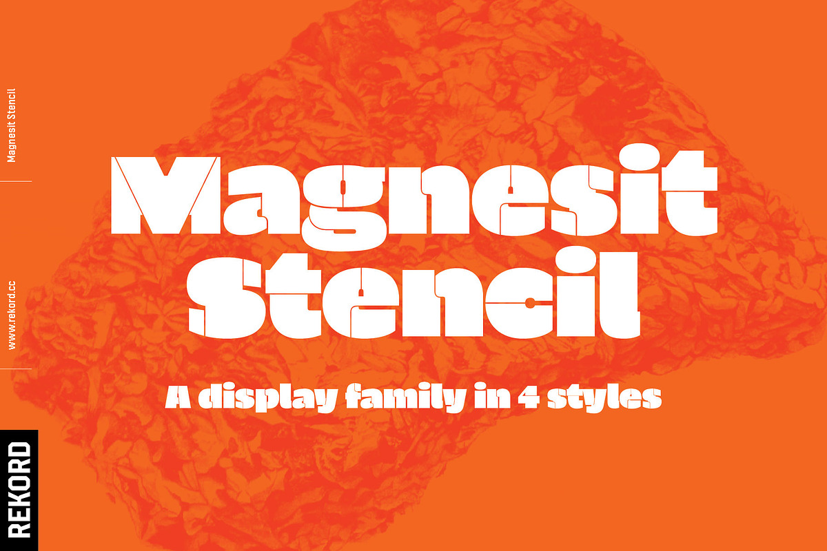 Magnesit Stencil Display Fonts, a Sans Serif Font by REKORD (Photo 1 of 14)