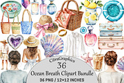 Watercolor Ocean Breath Clipart, an Illustration by CitraGraphics (Thumbnail 1 of 5)