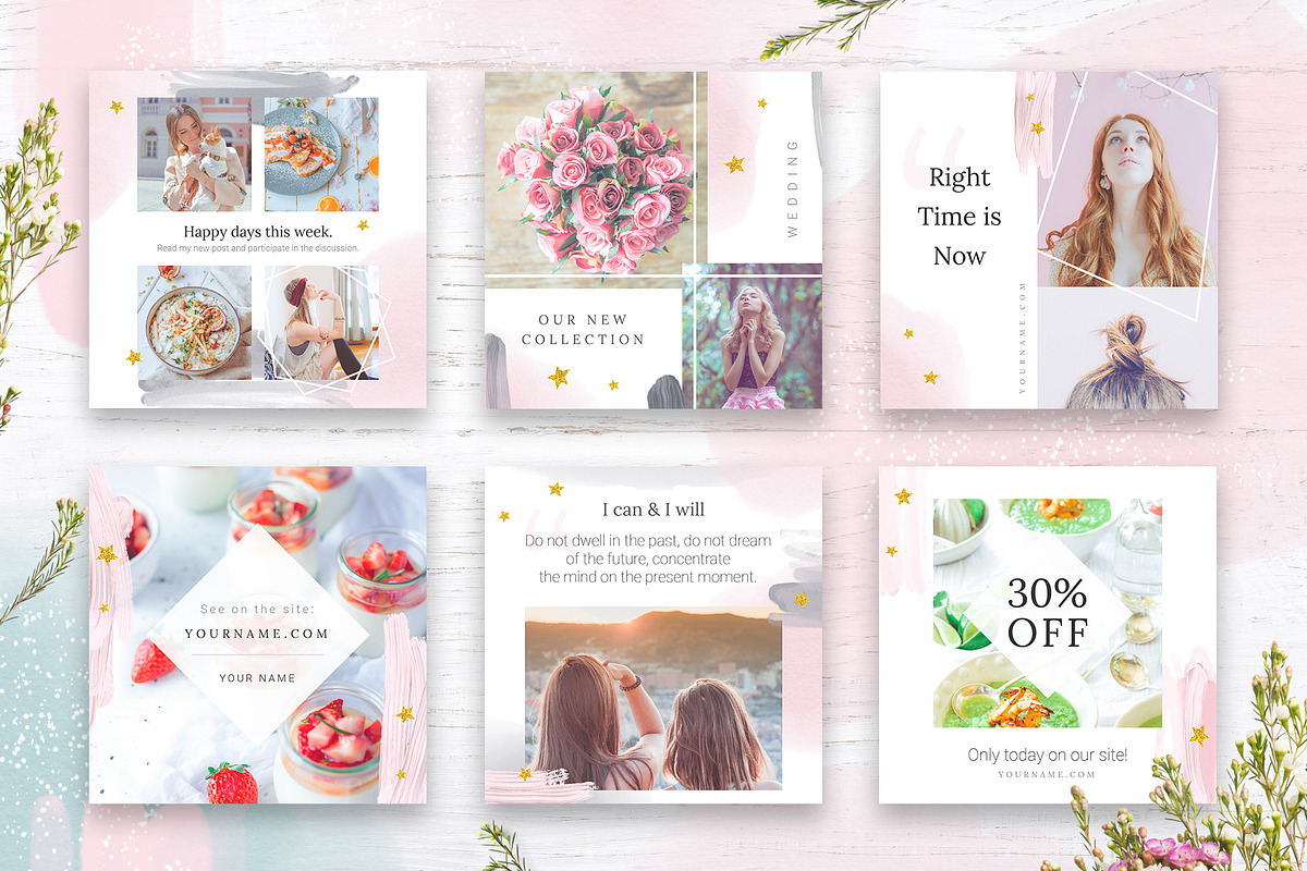 Instagram Watercolor Posts Pack, a Social Media Template by Velliniki (Photo 5 of 7)