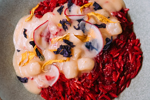 Spanish cuisine rice food paella scallop sauce, a Food & Drink Photo by Photo Drive Studio