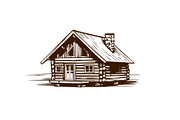 vintage cozy wooden cabin vector, an Object Graphic by e-artdesign (Thumbnail 4 of 6)