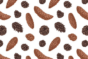 Conifer Cones Seamless Patterns