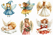 Watercolor Christmas Angel Clipart, an Illustration by Craft Nest (Thumbnail 4 of 6)