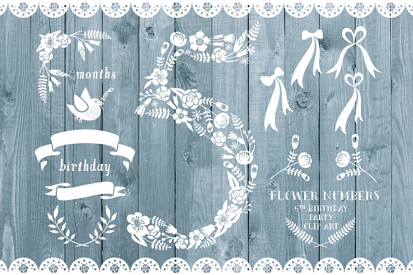 Floral number five, card invite preview 2