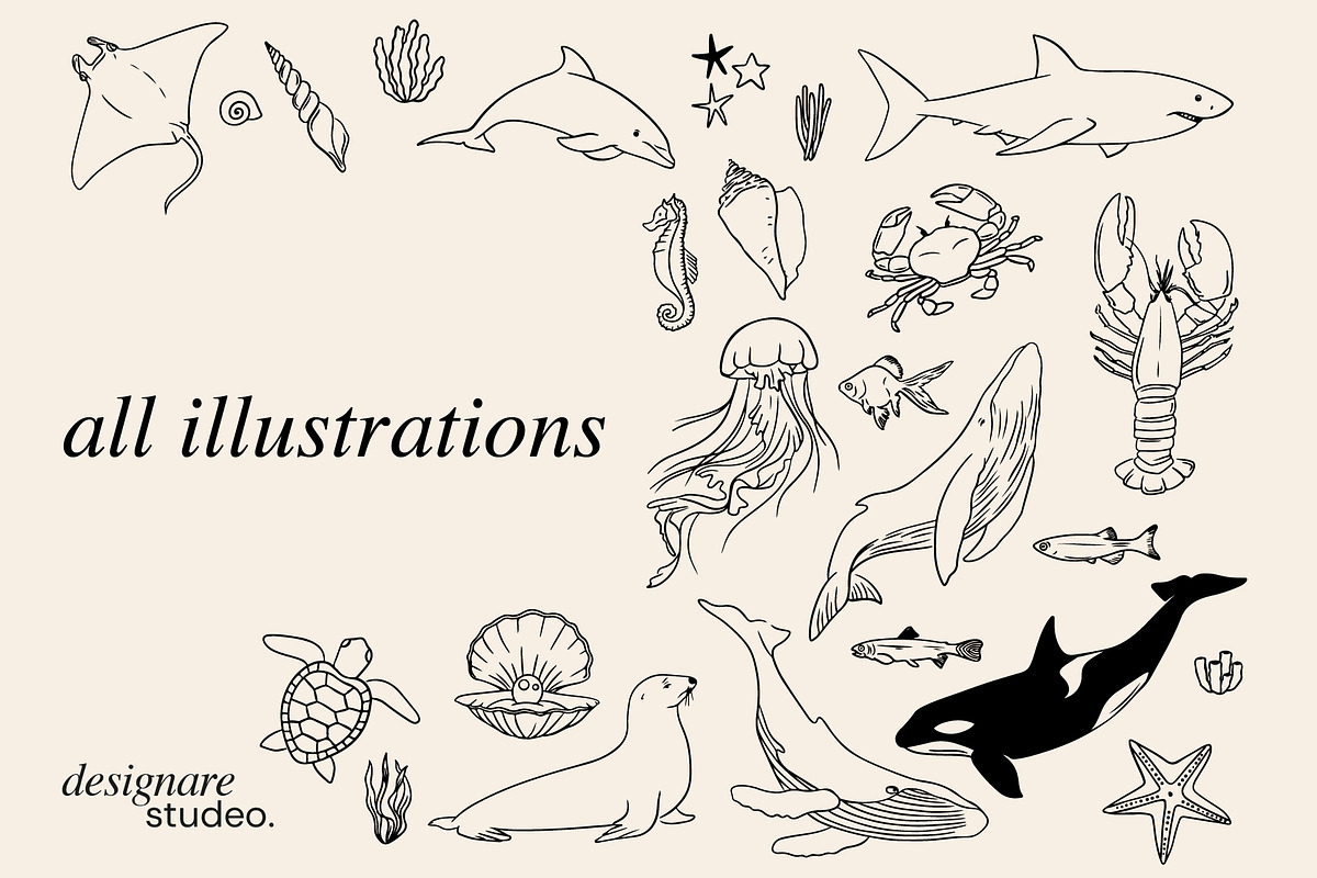 The Sea Minimal Illustrations, a Decorative Illustration by ginni illustrations (Photo 6 of 6)