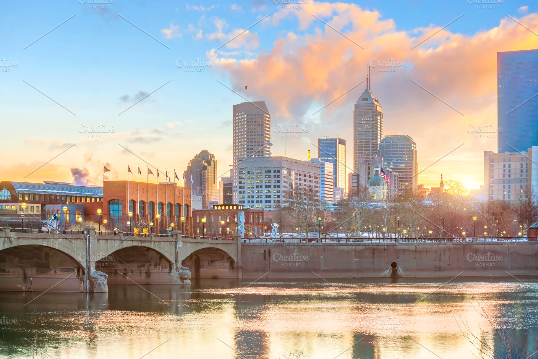 Downtown indianapolis skyline at twi containing indianapolis, indiana, and, an Architecture Photo by f11photo