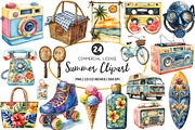 Retro Summer Clipart, an Illustration by SinaCreation (Thumbnail 1 of 5)