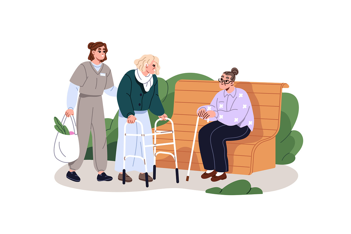 Senior people in nursing home set, a Healthcare Illustration by PaperTrident (Photo 5 of 9)