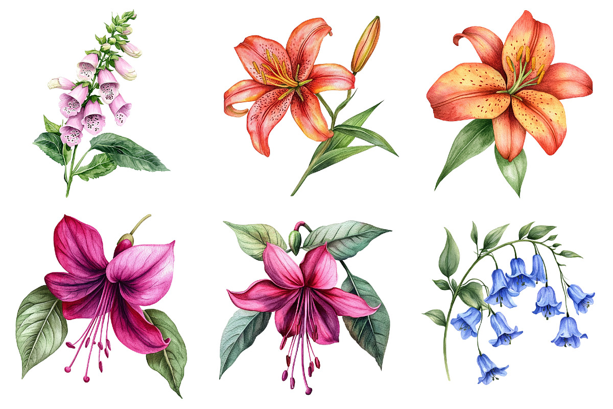 Watercolor Wildflower Clipart Bundle, a Seasonal Illustration by CitraGraphics (Photo 3 of 10)